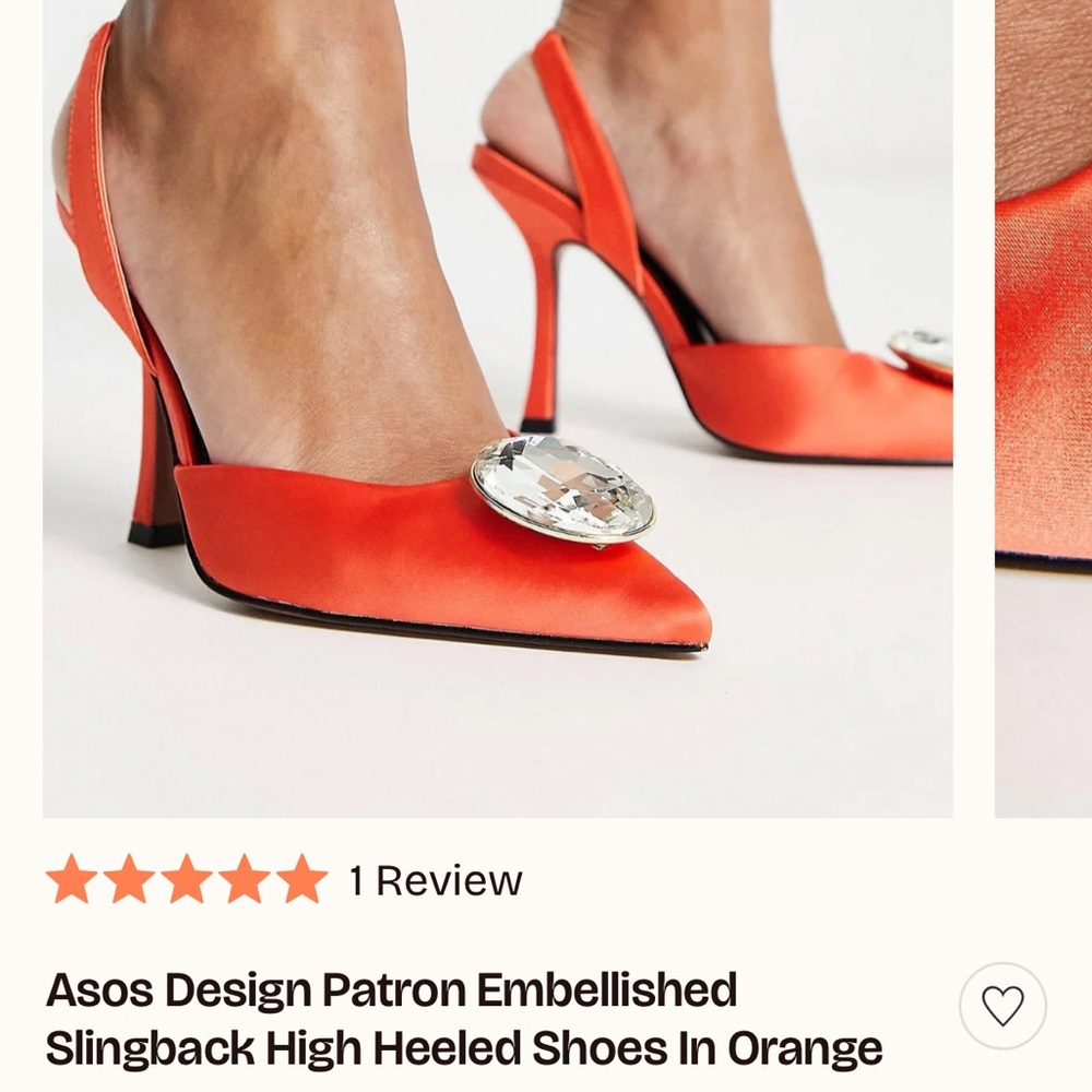 ASOS Vibrant Orange Satin Heels with Crystal Detail